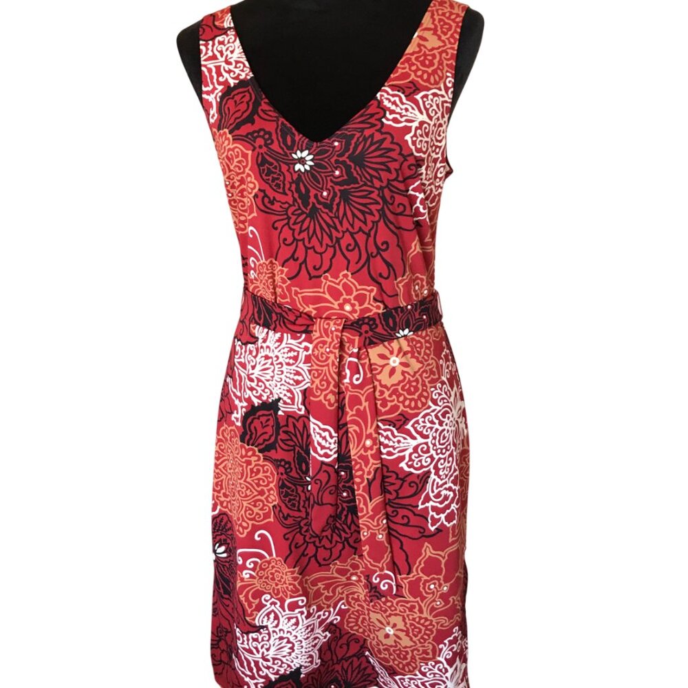 Asian Belted Dress Floral Oriental Dress Red Black Gold Y2K Vintage Mica Small